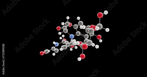 Betanin molecule, rotating 3D model of food dye e162, looped video on a black background photo