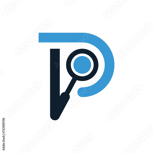 Initial P Magnifying Glass logo, technology logo, suitable for your company