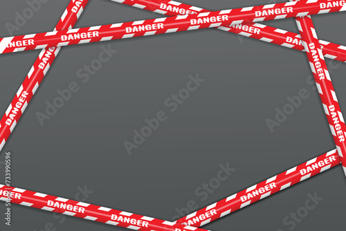 red ribbon border. Caution tape set of Barrier red tape ribbons. Abstract warning lines for police, accident, under construction. Vector danger tape collection.