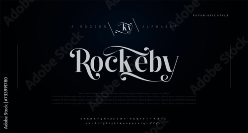 Rockeby Elegant alphabet letters font and number. Classic Lettering Minimal Fashion Designs. Typography modern serif fonts regular uppercase lowercase and numbers. vector illustration