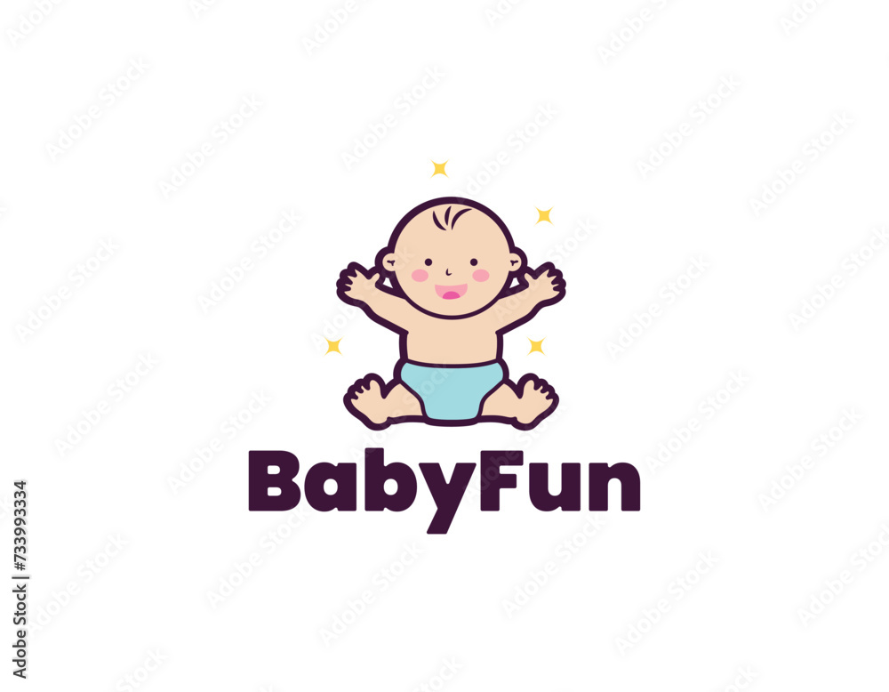 Cute Baby With Sparkle Business Logo Design Template Cute Baby With Sparkle Business Logo Design Template