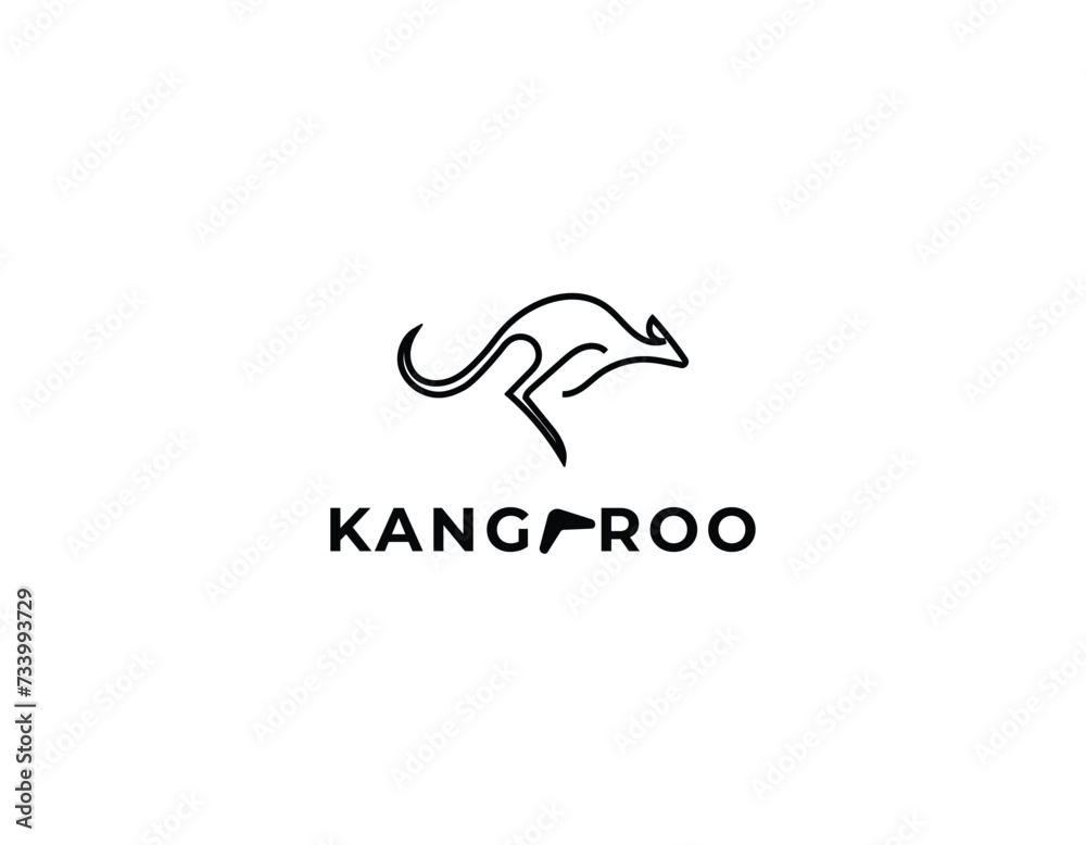 Simple Lineart Kangaroo Logo Design Template Simple Lineart Kangaroo Logo Design Template