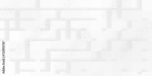 Paper square white Background with modern seamless lines, Abstract seamless and modern random shifted white scaled cube boxes block, Embossed paper square white geometric pattern of 3d blocks pattern. photo
