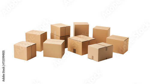 cardboard boxes on transparent background