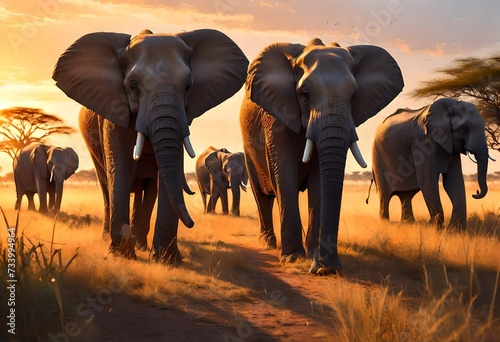 herd of elephants roaming 