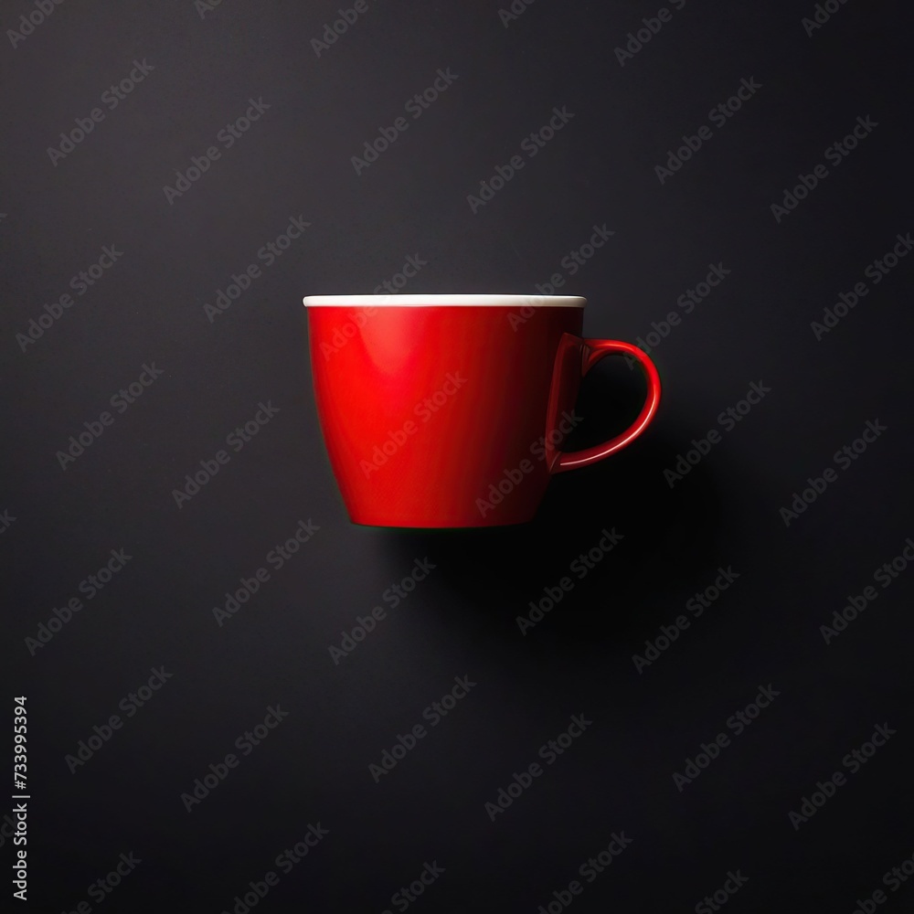 A coffee in a red cup with a dark background A coffee in a red cup with a dark background