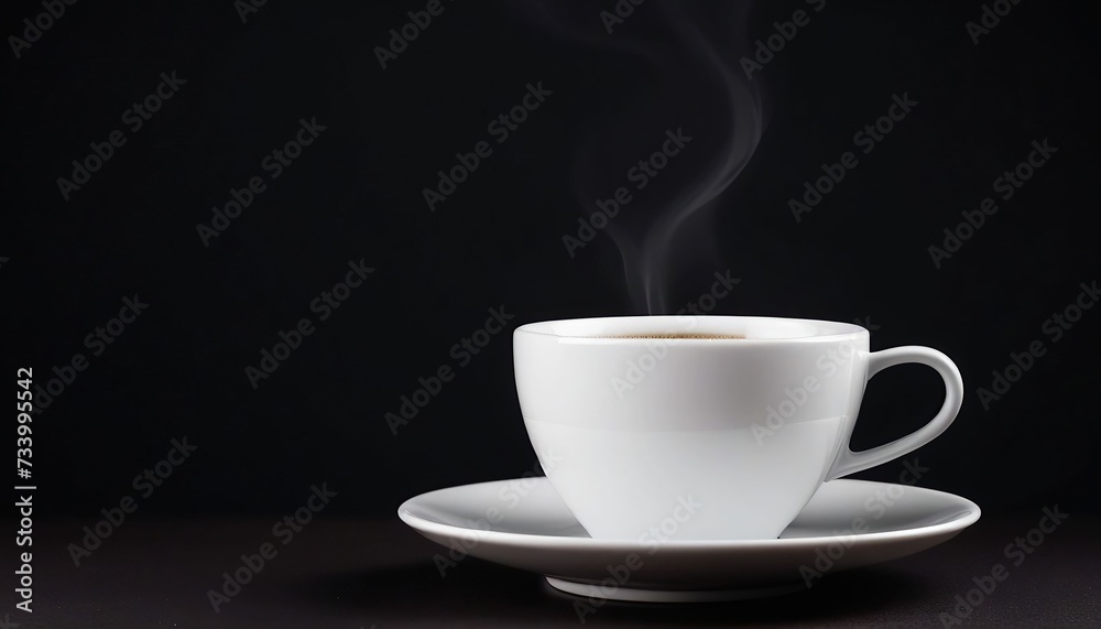 A coffee in a white cup with a dark background A coffee in a white cup with a dark background