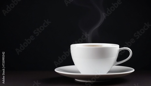 A coffee in a white cup with a dark background