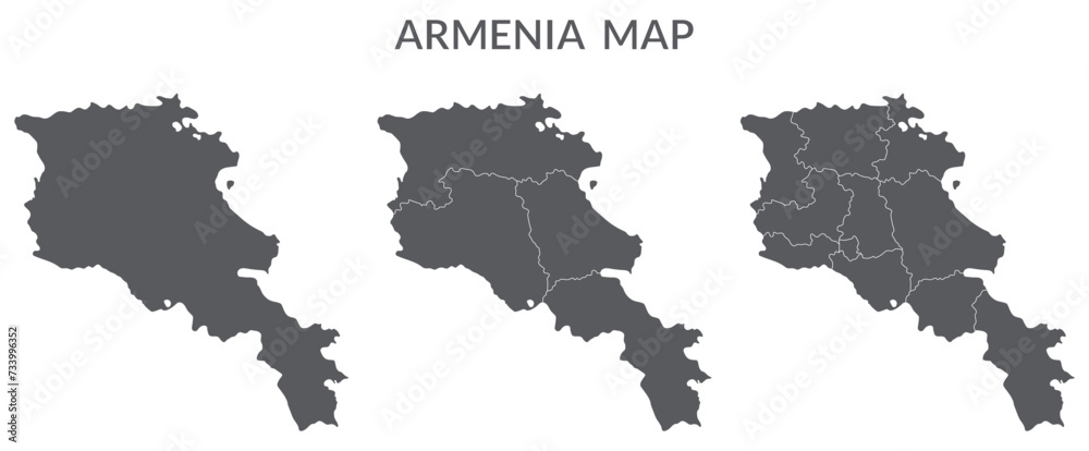 Armenia map. Map of Armenia in grey set