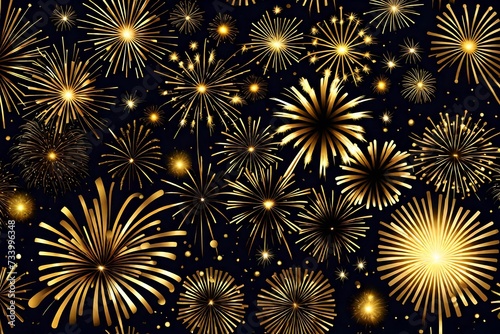 golden fireworks vector for new year