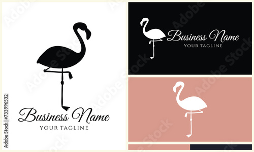 silhouette flamingo vector logo template