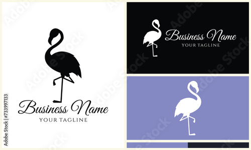 silhouette flamingo vector logo template