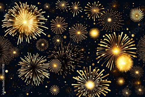 golden fireworks vector for new year