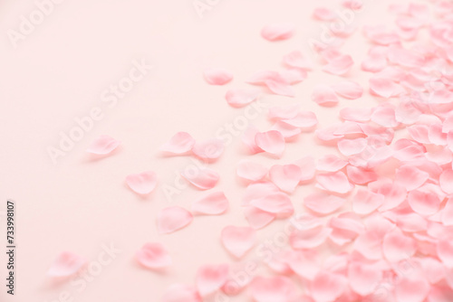 ピンク背景の上に桜の花びらの背景素材