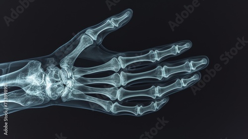 Human Hand X-Ray Showing Bone Structure and Anatomy