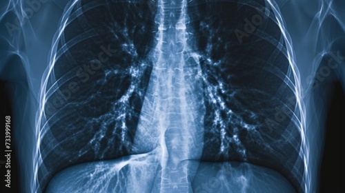 X-ray of a lung with pneumonia and pleural effusion. photo