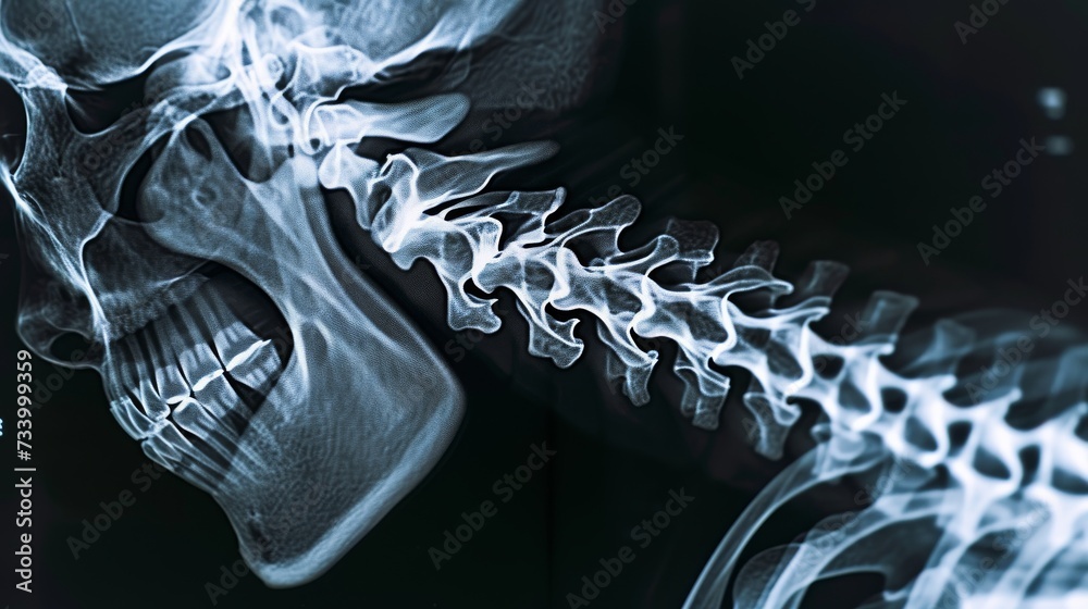 Spinal fracture and cord injury in x-ray image Spinal fracture and cord injury in x-ray image