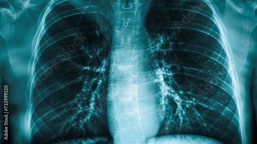 X-ray image of the lung with consolidation and pleural effusion.