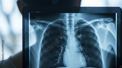 Tuberculosis infection in the lungs on chest x-ray photo