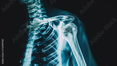 Shoulder X-ray showing bones and joints of the shoulder girdle photo