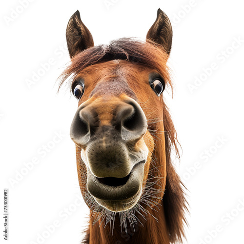Funny horse face isolated on transparent background.