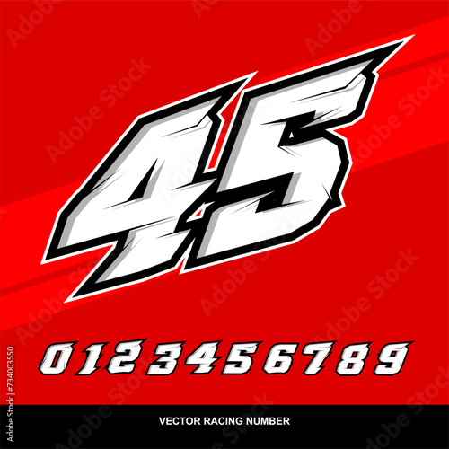 set of racing start race number sport vector illustration 