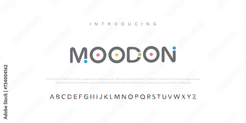 Moodon Minimal font creative modern alphabet. Typography with dot regular and number. minimalist style fonts set. vector illustration
