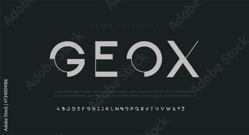 Geox Modern abstract digital alphabet font. Minimal technology typography, Creative urban sport fashion futuristic font and with numbers. vector illustration photo