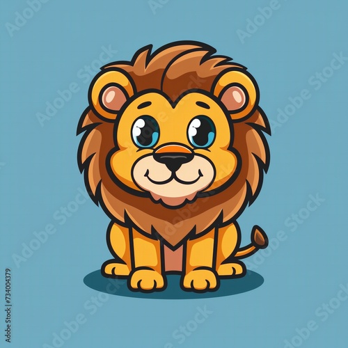 Flat design lion logo  cute cartoon lion icon. Modern vector graphic for branding and marketing.