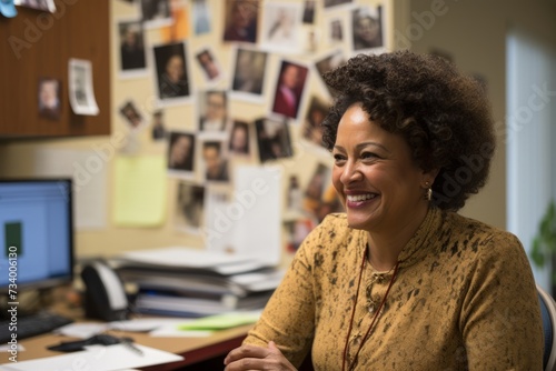 Portrait of a female probation officer in her inspirational office, providing mentorship and support to individuals in the criminal justice system