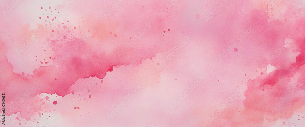 Pink watercolor splash texture background, extra wide, fantasy smooth textured background for grunge design, vintage cards