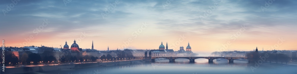 The city bathed in the soft hues of twilight during the Holy Grail period