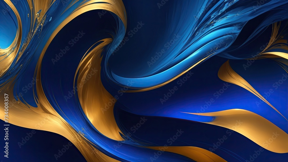 Vibrant Blue and gold flowing in a smooth wave of abstract Background Vibrant Blue and gold flowing in a smooth wave of abstract Background