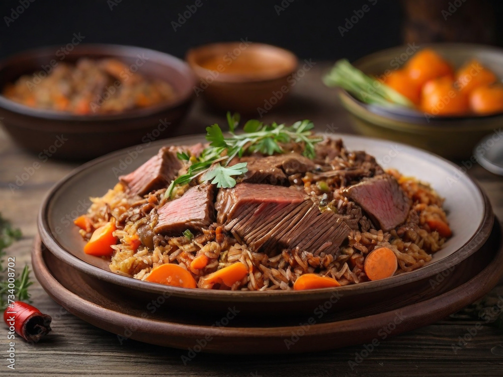 Fototapeta premium meat with vegetables