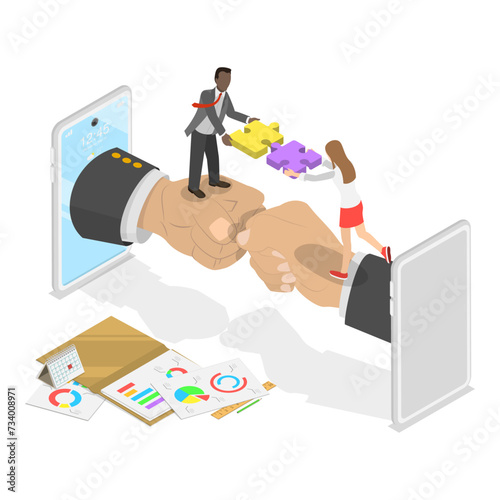 3D Isometric Flat Vector Illustration of Teamwork And Collaboration, Dedicated Team. Item 3