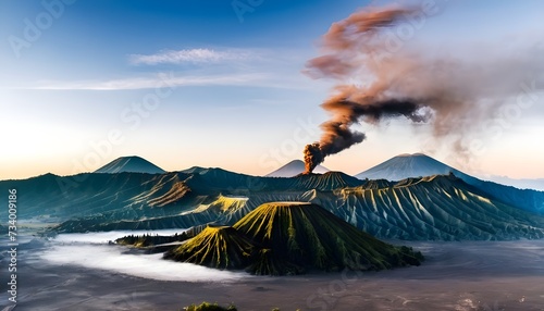 Strairway to Mount Bromo volcanoes in Bromo Tengger Semeru National Park, East Java, Indonesia photo