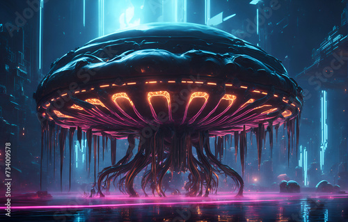 Jellyfish alien spacecraft - Generative AI