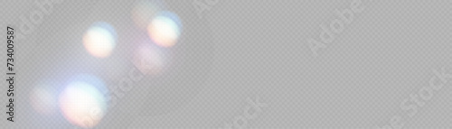 Crystal light glasses effect sparkle prism glare reflection effect. Banner optical rainbow lights, glare, leak, streak overlay. falling confetti. Vector banner colorful vector lenses and light flares.