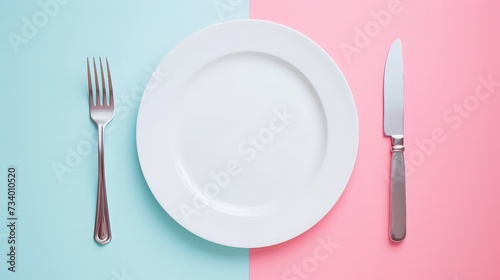 Place setting with plate, knife and fork