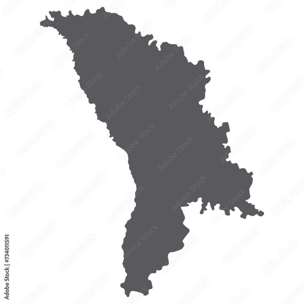 Moldova map. Map of Moldova in grey color