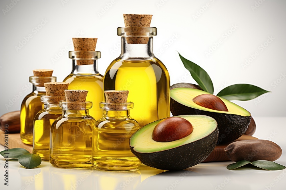 avocado oil extract with isolated kitchen table professional advertising food photography avocado oil extract with isolated kitchen table professional advertising food photography