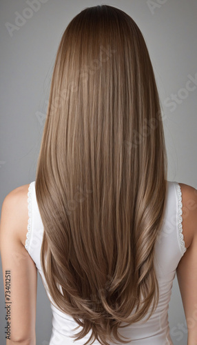 Healthy long hair from the back perspective