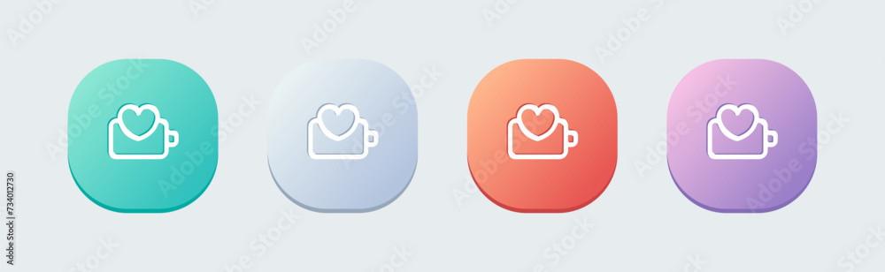 Battery health line icon in flat design style. Energy signs vector illustration. Battery health line icon in flat design style. Energy signs vector illustration.