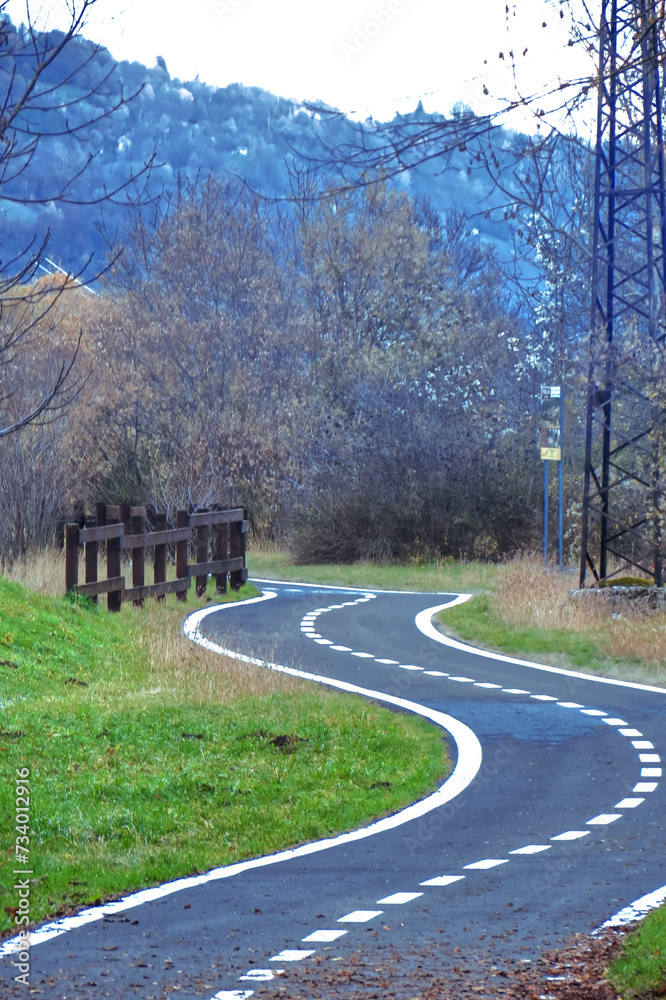 A cycle path in the mountains.