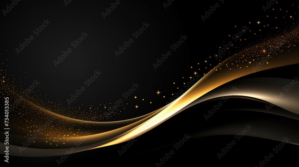 Elegant golden scene with diagonal glowing lighting effects sparkling on a black background. Elegant golden scene with diagonal glowing lighting effects sparkling on a black background.