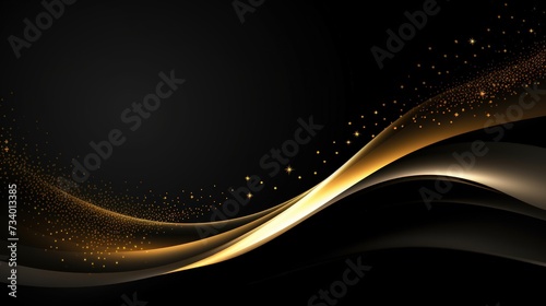 Elegant golden scene with diagonal glowing lighting effects sparkling on a black background.