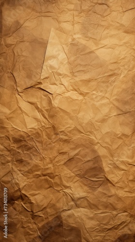 Grunge background with crushed brown paper texture.