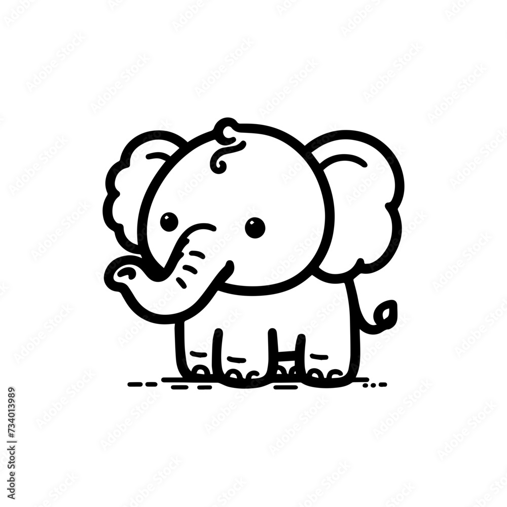 Elephant Hand draw Cute Animal Icon