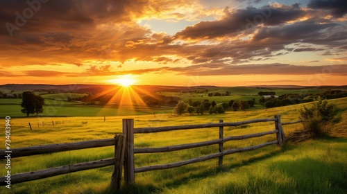 countryside farm sunset