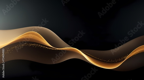 Luxurious and futuristic golden empty stage, golden particles background in stage shape